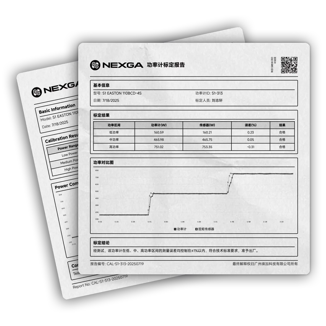 NEXGA S1 专属功率计标定报告